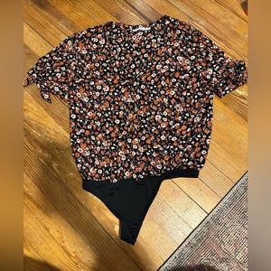 Black Floral Abercrombie Bodysuit